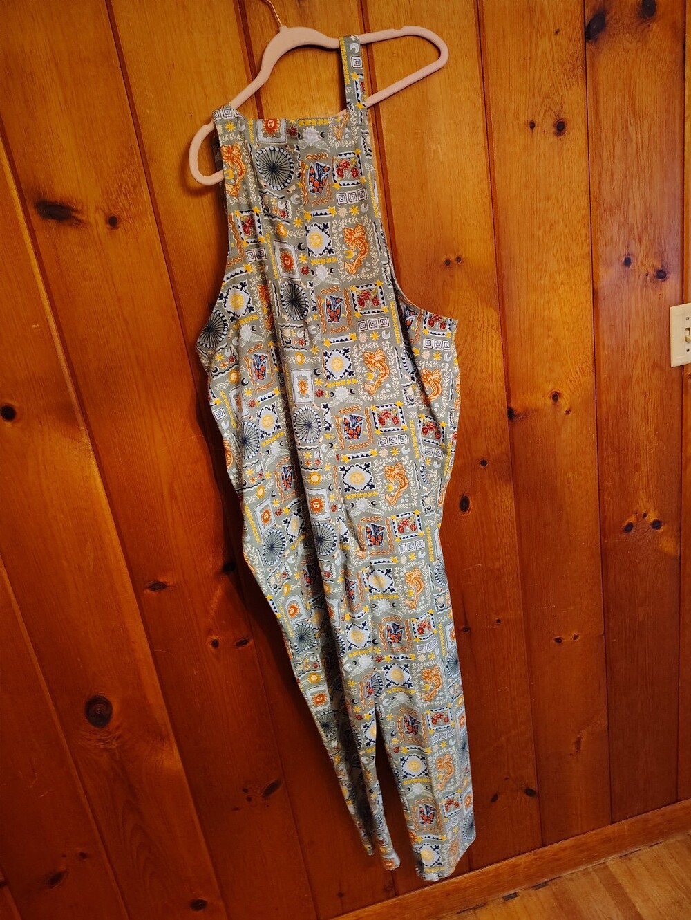 Lucy & Yak Cosmic Folk Green Women Dungarees Overalls Size 18 US/22 UK - Picture 5 of 6